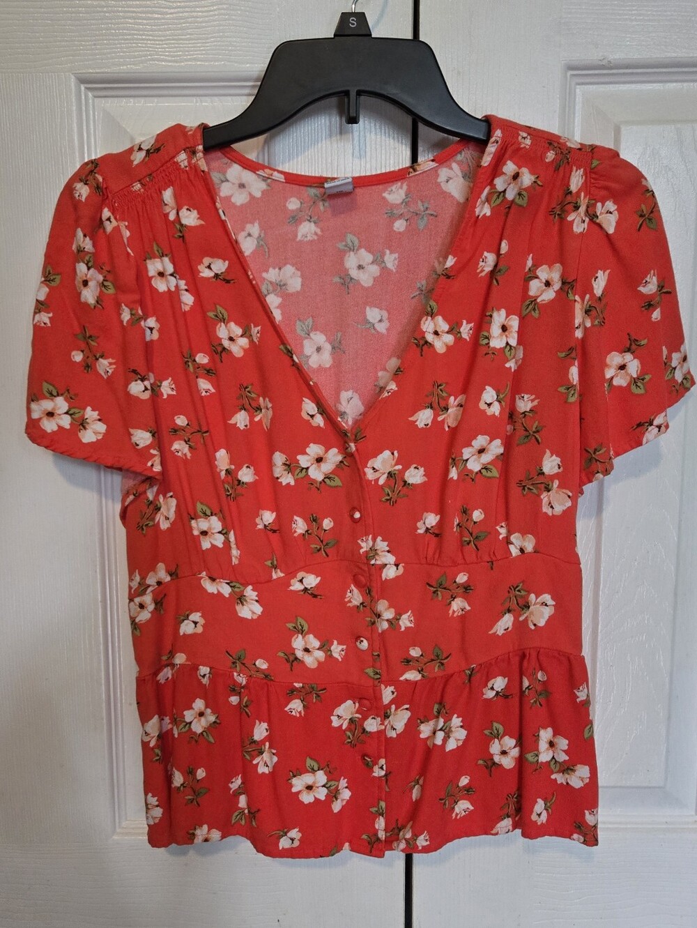 Women's Old Navy Orange Floral Shirt Size Small